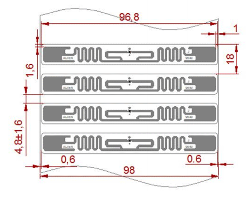 100mm x 50 mm UHF Adhesive Tag / Lable / Inlay - Hyintech HYUT10015