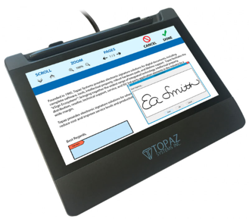 Bảng chữ ký điện tử GemView 10 Tablet Display của hãng Topaz Systems (Mỹ)