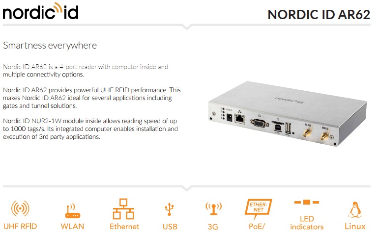 Thiết bị đọc thẻ RFID UHF Nordic ID AR62 chính hãng