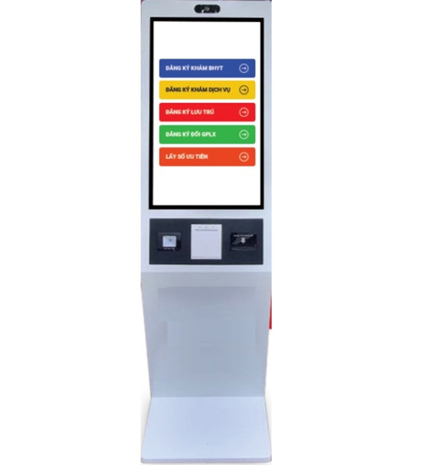 Kiosk tự phục vụ cho bệnh viện đọc CCCD, vân tay, khuôn mặt, QR và in vé...